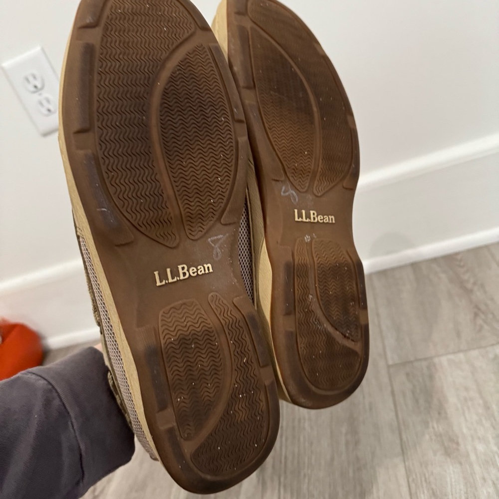 L.L. Bean‎ Creme Leather Slip On Deck Leather Moccasin Shoe Men's size 12 medium - Picture 5 of 6